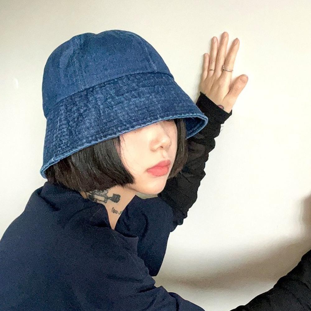 Cloth Denim Bucket Hats Sunshade Sun Protection Basin Cap Soft Retro Fisherman Hat  Outdoor