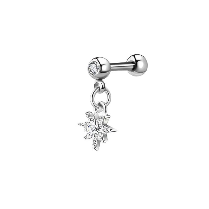 Edelstahl Zirkonia Hantel Knorpelohrringe mit Teufelsteckern, Auf Lager