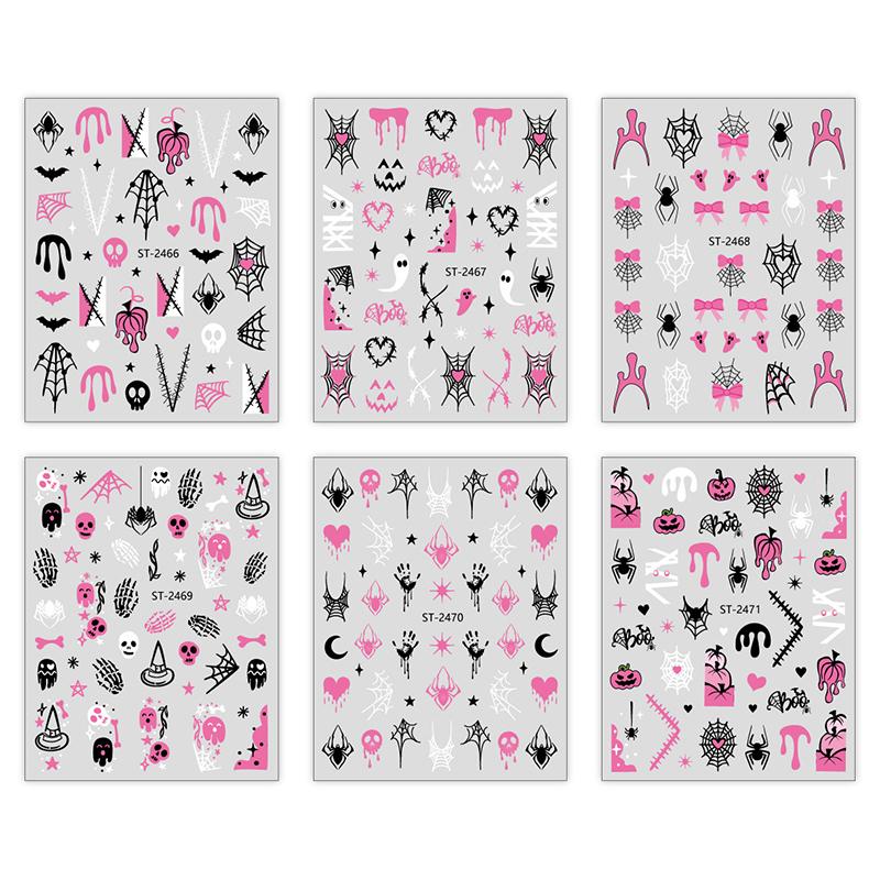 3D Halloween Nail Stickers Little Spider Pumpkin Ghost Funny Glitter Nail Decals For Festival Nail Decor Manicure Sliders
