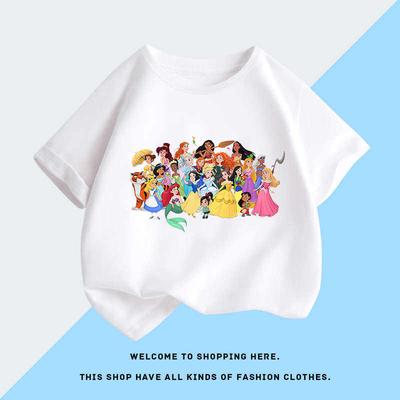 Disney Cute Princess Cartoon Printed Children's T-shirt 2026 Summer New Cotton Breathable Round Neck Parent Child Short Sleeve
