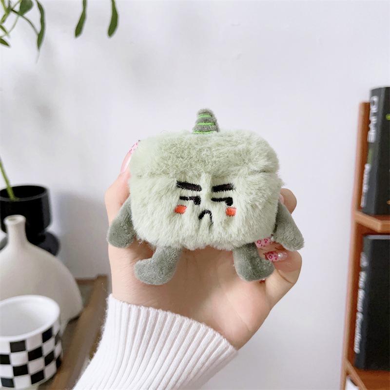 Funny Fluffy Fur Plush Cute Cartoon Monster Earphone Case for Airpods Pro 4 3 2 1 Headset Protective Cover For Air Pods Pro 2