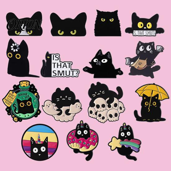 Long-lasting Brooch Black Cat Themed Brooch, Anti-Rust Lightweight Lapel Pin, Cartoon Jewelry Accessories for Clothing Bag Decoration Party