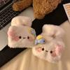 Lovely Cat Cartoon Flip Plush Gloves Warm Cold Student Gloves Women Winter Outdoor Soft Thickened Half Finger Touchscreen Gloves
