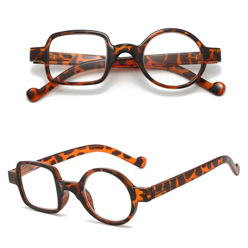 Vintage Asymmetric Anti Blue Light Prescription Reading Glasses Woman Eyeglasses with One Square and One Round Frame
