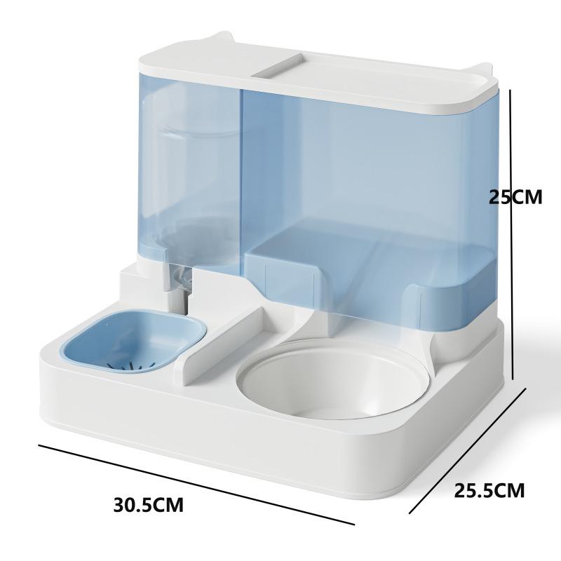 Transparent Cat Feeder Automatic Pet Feeding Bowl 2-in-1 Cat Water Dispenser Combination Grain Storage Bucket for Cats Puppies