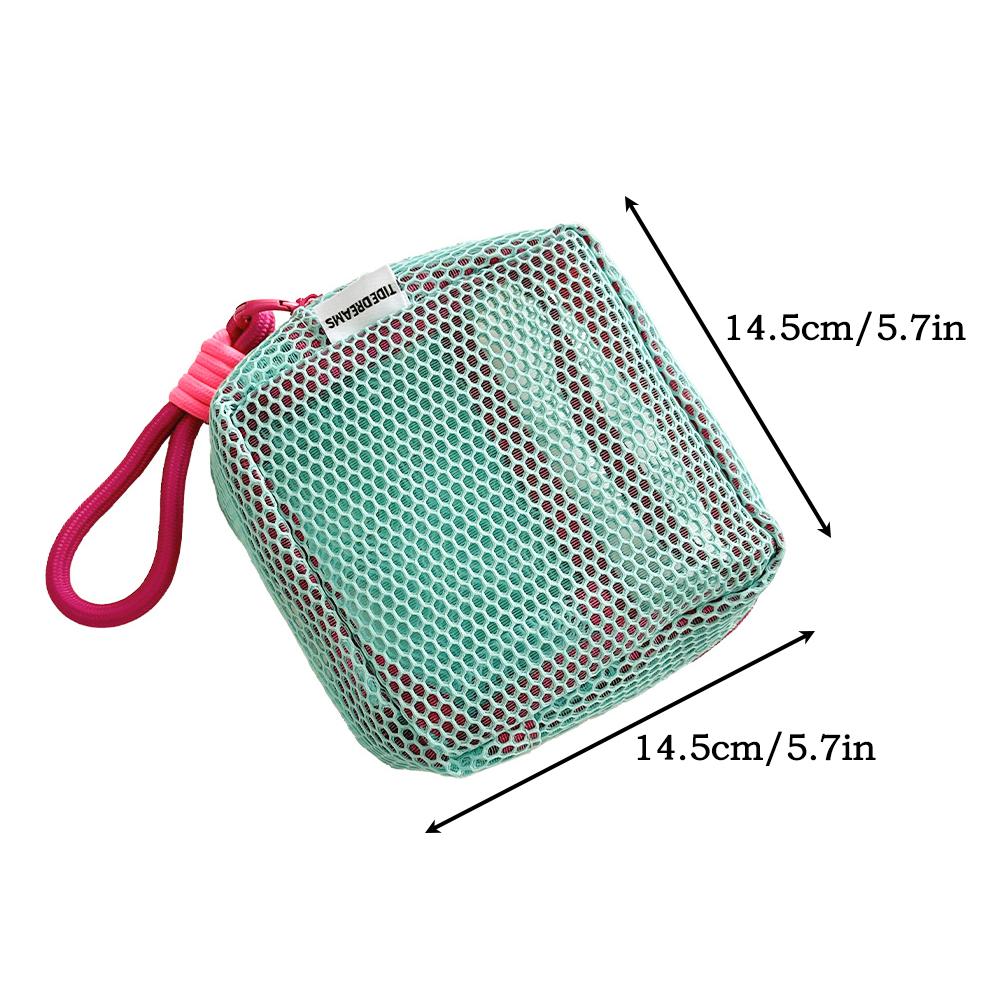 Dopaminfarbenes quadratisches Kosmetiktäschchen Mini-Make-up-Tasche Polyester Mehrfachfach-Organizer Knitterarm Reiseutensilien
