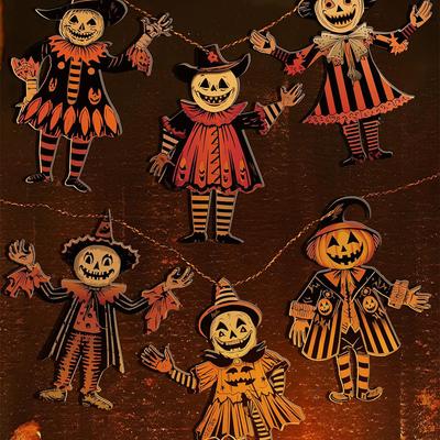 1 Set Vintage Halloween Deko Holz Banner Wanddekorationen für Zuhause