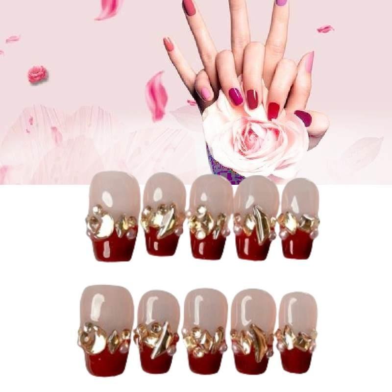 New Year's Handcrafted Nail Art With Gentle Aurora Rhinestones For Ladies