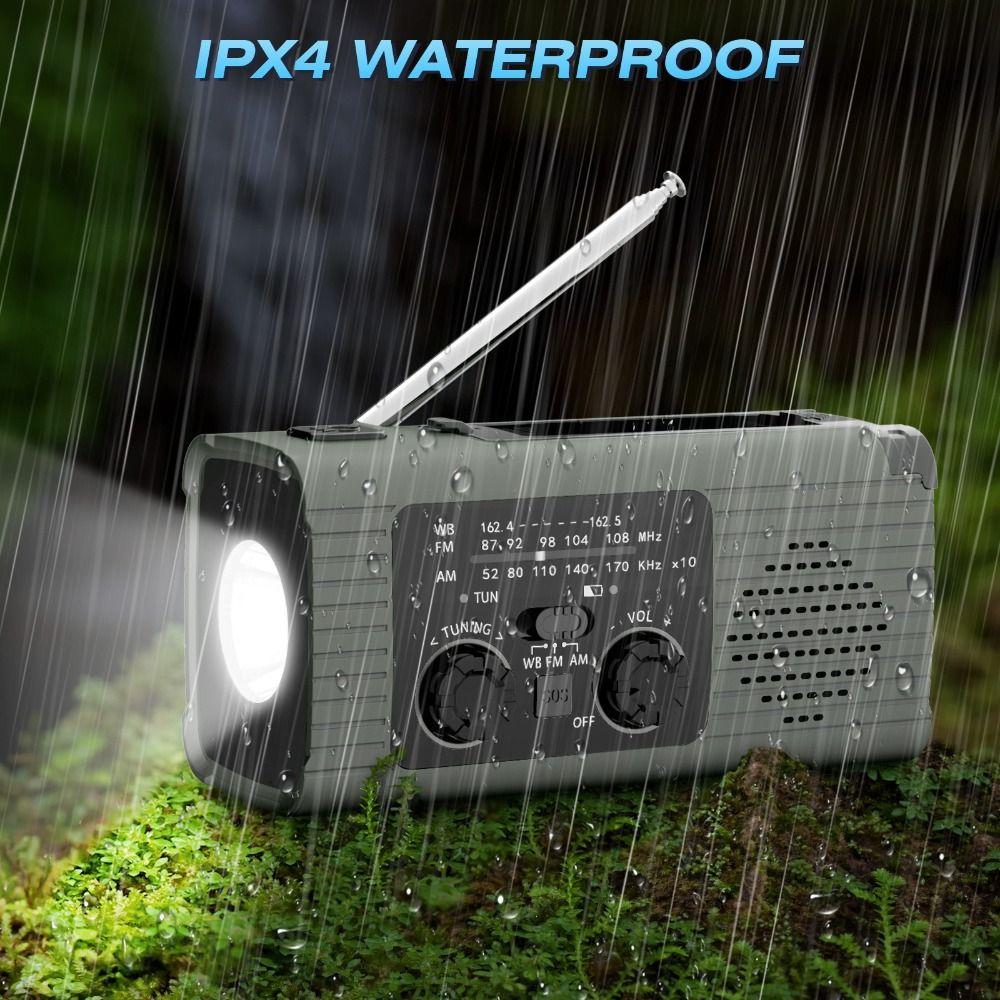 Radio z baterią 4000MAh, radio z alertem pogodowym, radio ładowane przez USB, radio z ładowaniem solarnym, sytuacje awaryjne