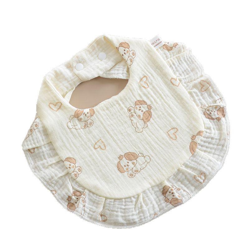 Korean Style Baby Bib: 6-Layer Pure Cotton Gauze with Lace, Cute, Soft & Absorbent