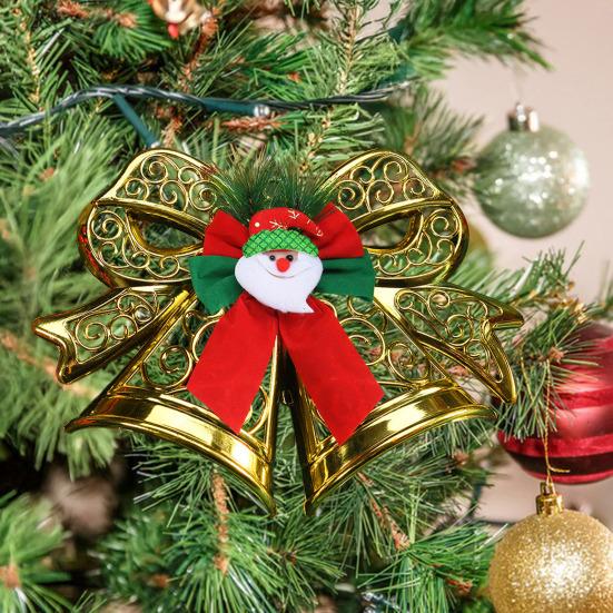 Julgransprydnad i form av rosett Plastrosett med klocka Hängande dekoration för julgran för helgträd, festdekor