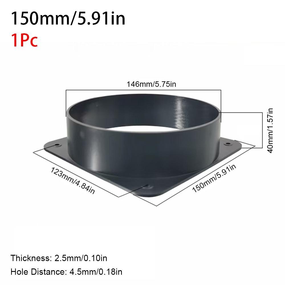 1Pcs 75/100/120/150mm Flange Connector Square Bottom Black Air Inlet And Outlet ABS Pipe Fitting Air Ducting Connection Flange