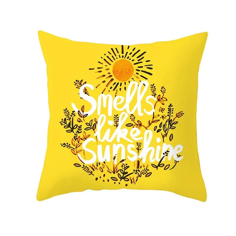 Lemon Pineapple Cushion Cover 45x45cm Summer Yellow Pillow Case Sofa Decoration Pillow Cover Geometric Striped Throw Pillowcase