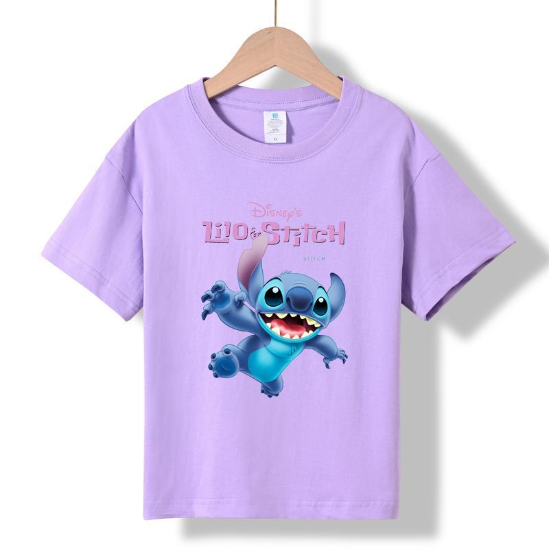 

XH31 MINISO 2026 Summer New Printed Cotton Round Neck T-shirt for Children Aged 1-16, Boys and Girls 150 фіолетовий