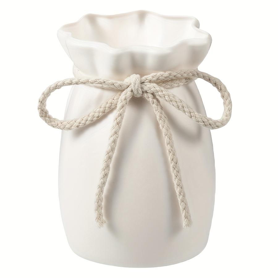 

1 шт., Пластиковая ваза в богемном стиле для домашнего декора, Ваза из ротанга в европейском стиле для свадьбы, обеденного стола, гостиной, офиса, спальни - Декоративный подарок L белый