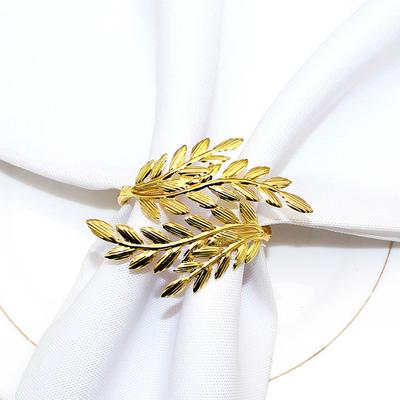 Lot de 12 ronds de serviette en métal réutilisables en forme de tête de blé, décoratifs pour la maison, l'hôtel, la table à manger, les fêtes