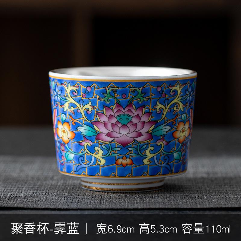 Enamel Crane 999 Pure Silver Inner Liner Tasting Kung Fu Tea Cup Gift Box Set Can Be Gold Stamped with LOGO