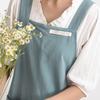 Minimalist Style Dirt-Proof Cross Back Smock Cotton Linen Apron with Wide Shoulder Straps Washed Cotton Household Apron Kitchen