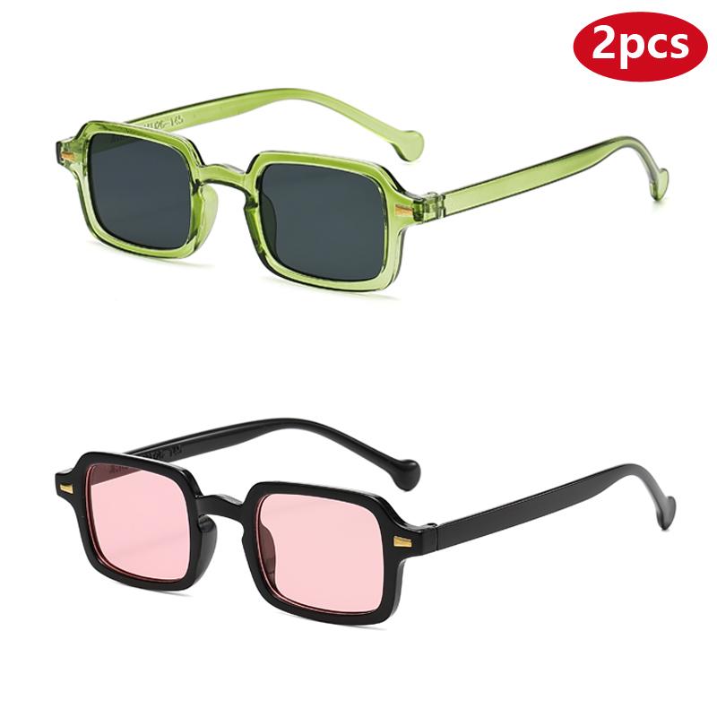 2pcs Classic Small Square Sunglasses Women Vintage Sports Brand Sun Glasses Men Shades Female Fashion Gradient Eyeglasses UV400