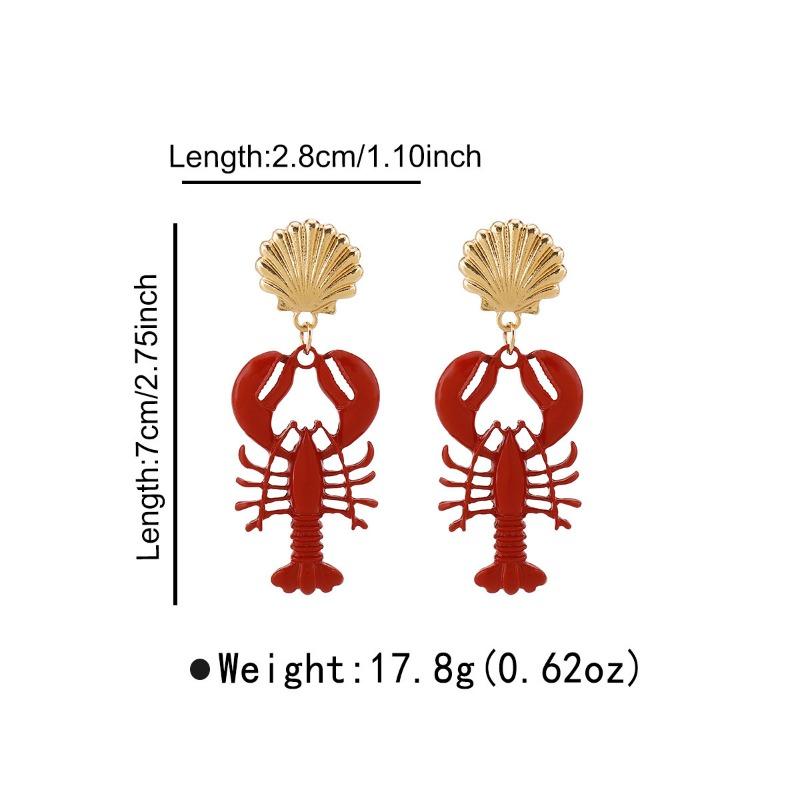 

Red crayfish pendant earrings creative niche design accessories casual style necklace women