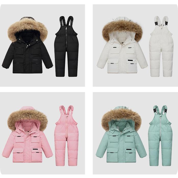 Children's Down Jacket Suit Boys and Girls 1-6 Years Old Thickened Two-piece Winter Style