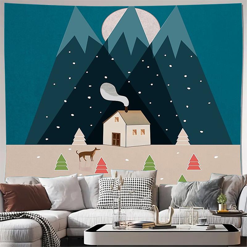

Mountain Tapestry Forest Wall Hanging Nature Decor Room Aesthetic Backdrop Vintage Landscape Home Textile Art 74x94cm(29x37in)