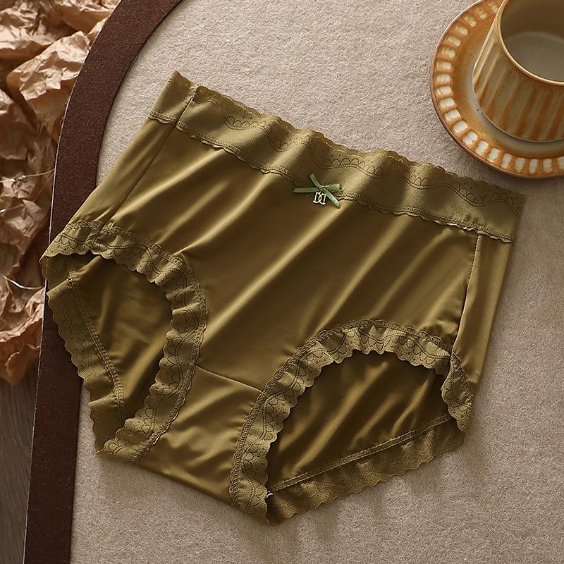 

Сексуальное кружевное нижнее белье для женщин, бесшовные трусики из замороженного шелка с шелковистым тактильным прикосновением, невидимое атласное кружевное женское нижнее белье, трусики, трусы XL/2XL зелёный