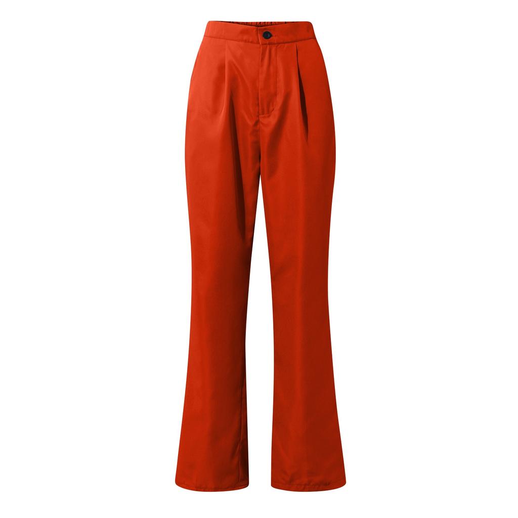 Women's Spring Summer Autumn Solid Color Suit Pants Elastic Waist Casual Pants