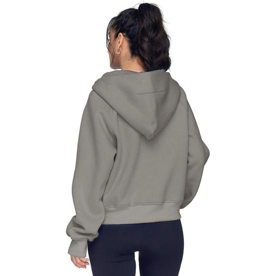 Felpa con cappuccio Autunno Inverno Cappuccio Mezza zip Tasca Maniche lunghe Ampia Tinta unita Polsino elastico Abbigliamento quotidiano Casual Sport Top