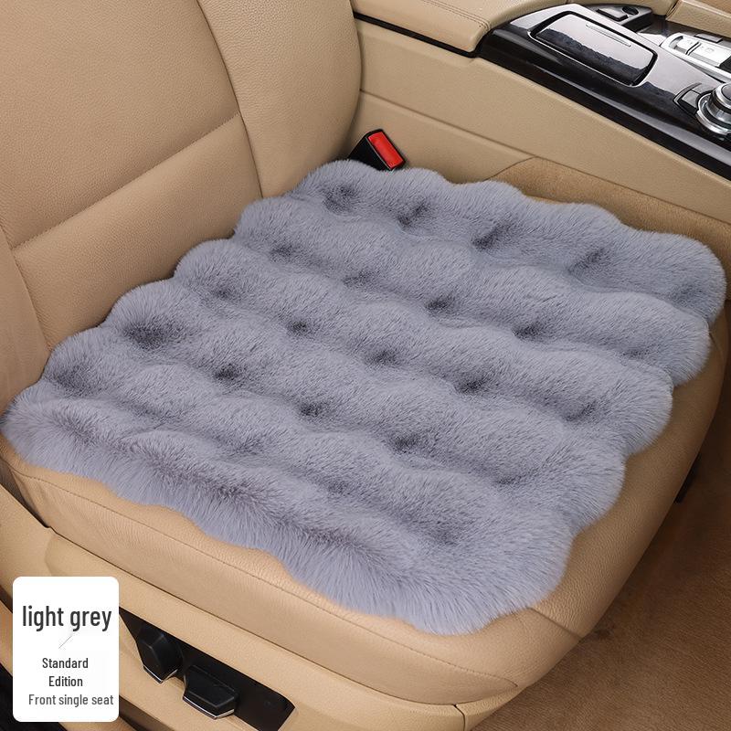 Universal Winter Car Seat Cushion Set - Thickened Fleece with Faux Rabbit Fur, Warm & Plush
