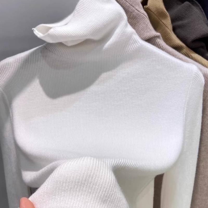 Höst Nya Polotröjor Dam Mode Långärmad Vintertröja Dam Elegant Slim Fit Bas Stickade Tröjor Toppar Kontorsdamer Tröjor 25731