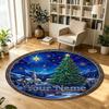 Christmas (18) Theme Circular Crystal Velvet Carpet Customized Name & Text Round Soft Floor Rug For Living Room Bedroom Decor