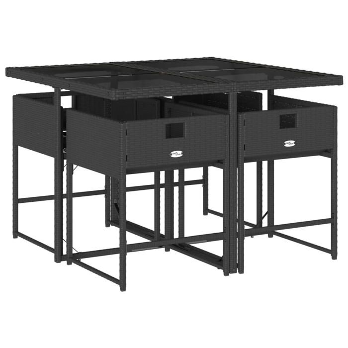 VidaXL 5-Piece Garden Dining Set with Cushions, Table and Folding Back Chairs, Outdoor Patio Furniture 3211255
