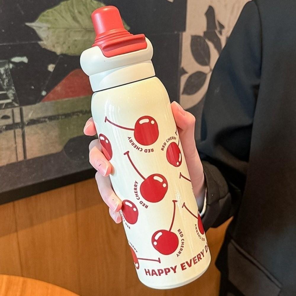 620ml Capacity Vacuum Insulated Water Bottle High-Capacity Straw Travel Cup  Student