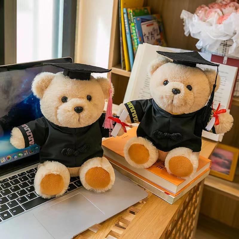 Wearing A Academic Hat, Dr. Bear Doll, Bear Plush Toy, Graduation Bear Doll, Graduation Season Gift Logo.