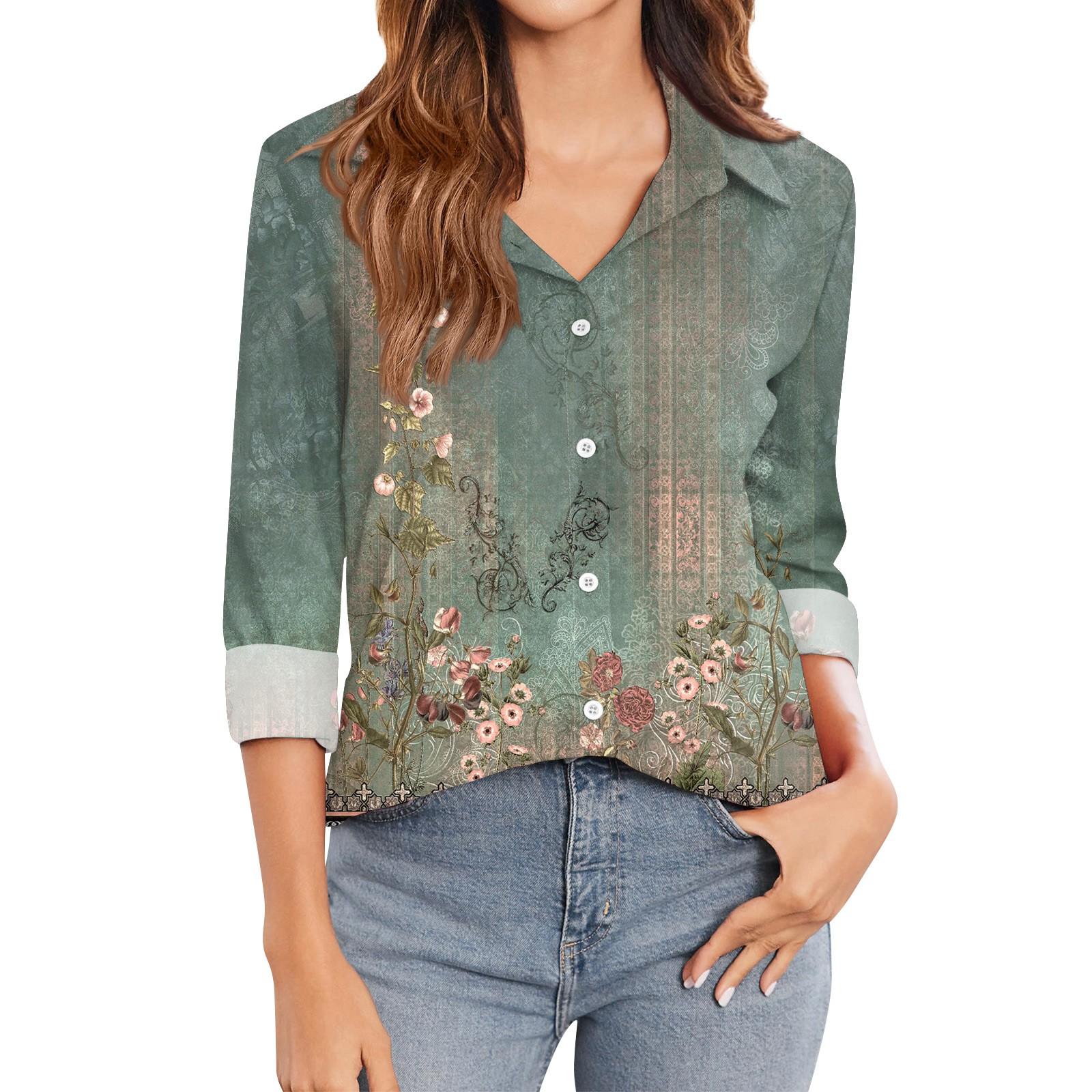 

Женская футболка с принтом, женская рубашка на пуговицах с длинным рукавом, блузка, повседневные топы XL