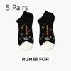 5 Pairs of Women's Spring and Summer Trendy Cartoon Breathable Shallow Short Boat Socks