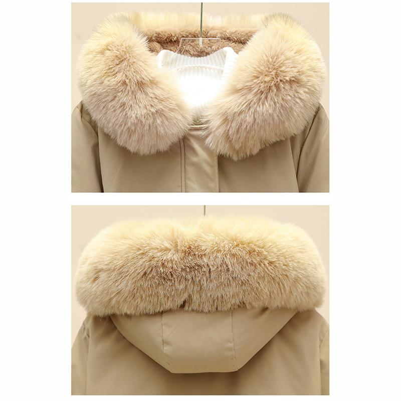 Plus Samt Verdickte Parker Jacke Damenjacke Damen Winter Locker Pelzkragen Damen