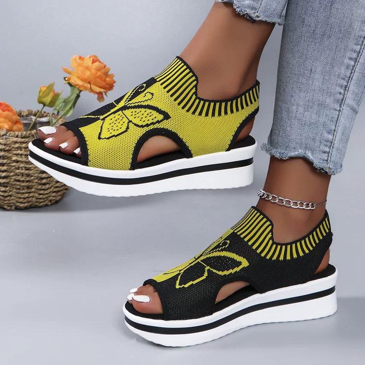 Summer Casual Woven Hollow Fish Mouth Beach Women's Sports Style Sandals