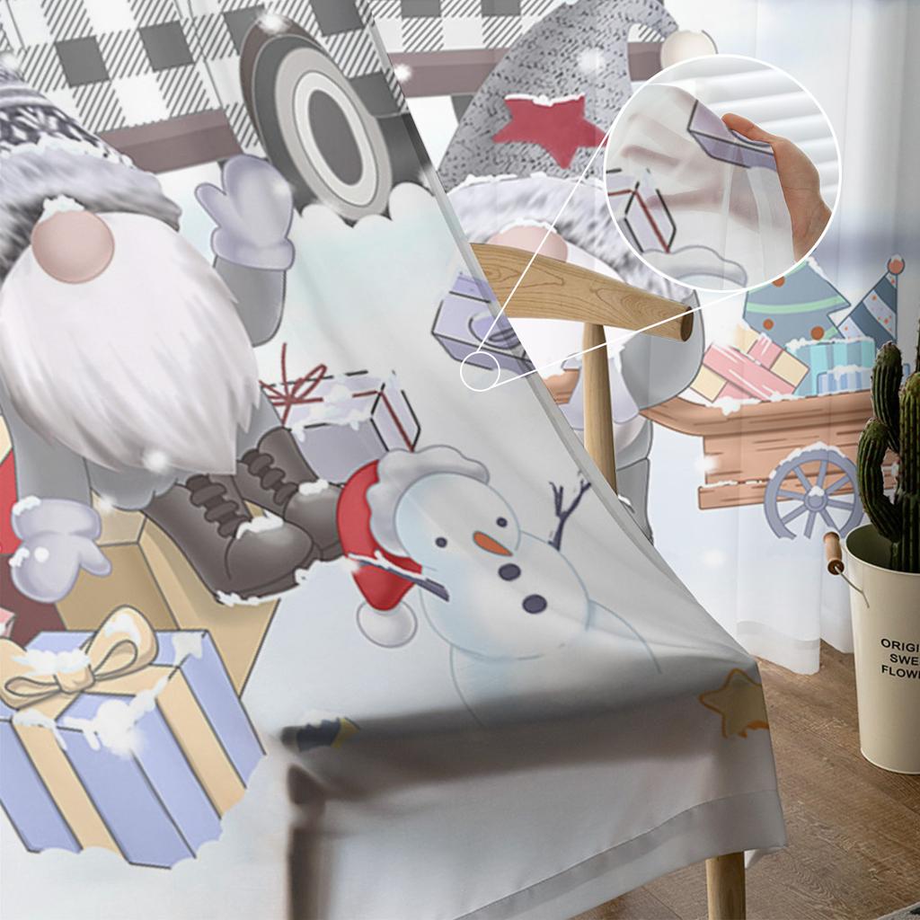 Jul Lastbil Snögubbe Gåva Skira Gardiner för Vardagsrumsdekoration Fönstergardiner för Kök Tyg Gardiner