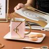 Luxury European Ceramic Coffee Cup Set – Bag Shape Mug with Saucer & Spoon