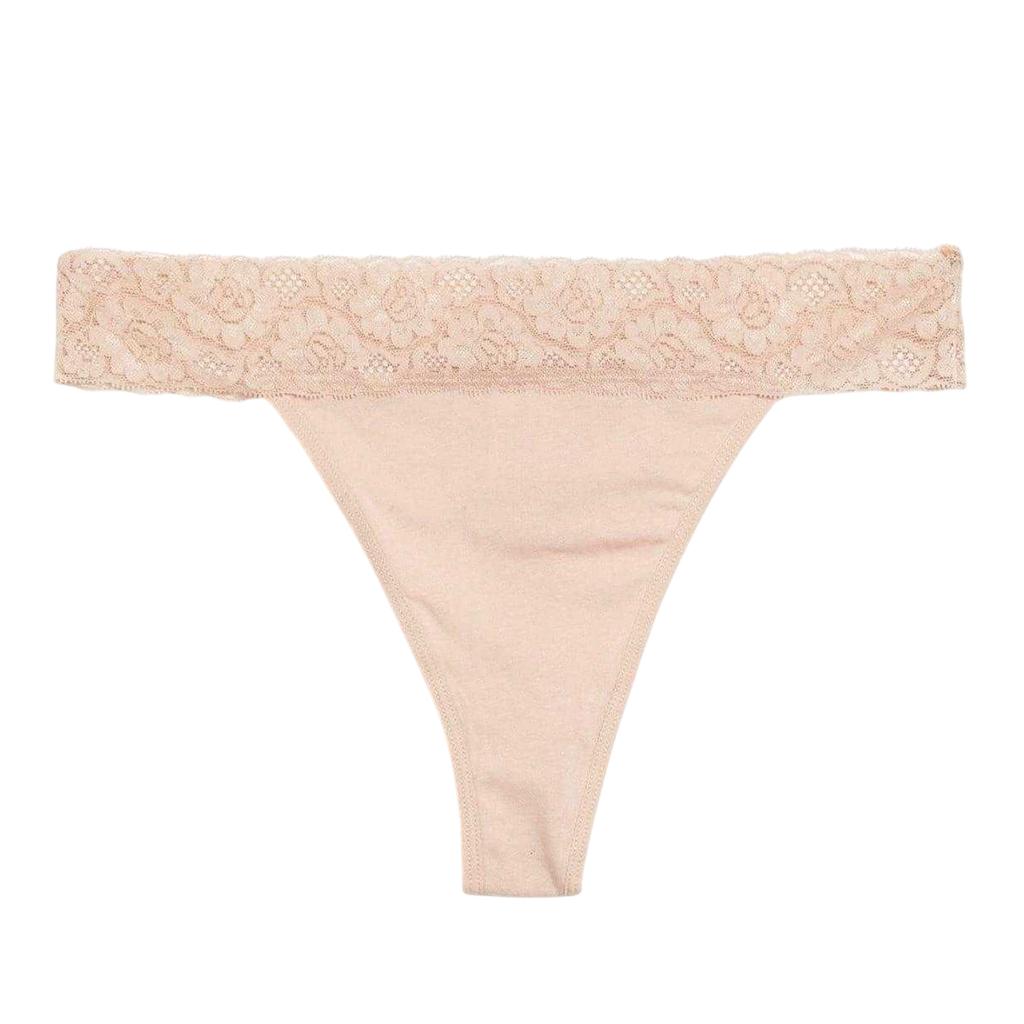 Be You Womens/Ladies Lace Trim Cotton Thong (Pack of 5)