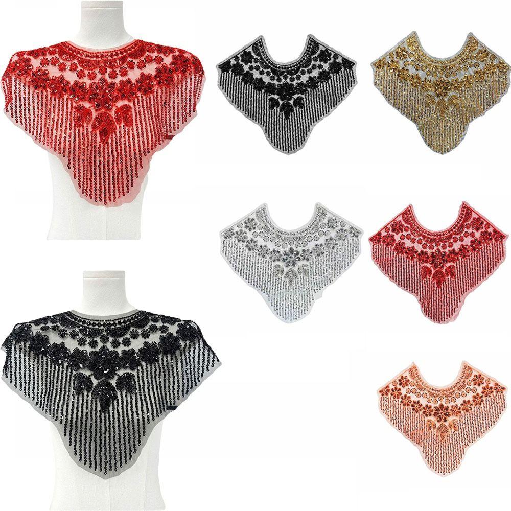 Heavy Duty Frontal Rhinestone Applique Embroidery Lace Fabric Sticker  Women's Accessory Patch