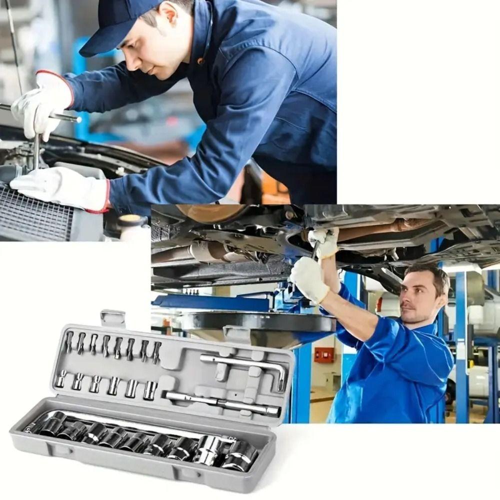 8-21mm Range Socket Wrench Set Metric Size Carbon Steel Tools Socket Wrench Kit Automotive Repairs