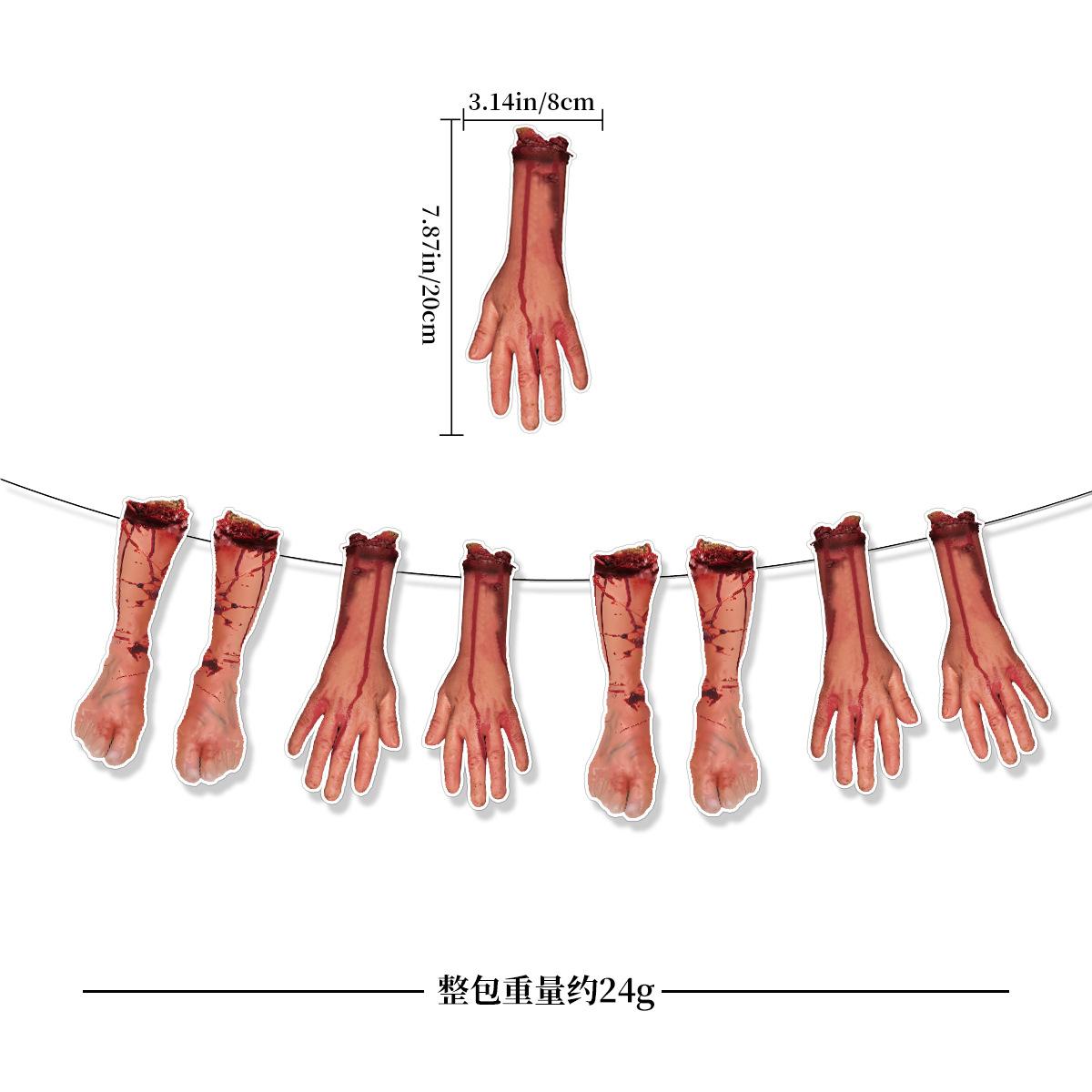 

Halloween Horror Decoration Blood Handprint Flag Blood Knife Latte Ghost Festival Hotel Haunted House Atmosphere Decoration Latte Flower Broken hand and foot