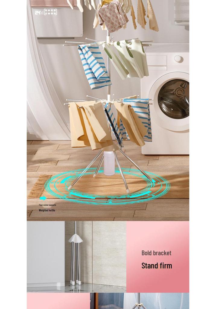 Stainless Steel Multi-functional Rotating Baby Clothes Drying Rack for Indoor/Outdoor Use
