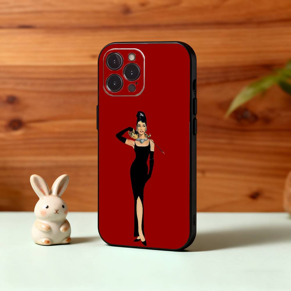 A-Audrey H-Hepburn A-Actor Phone Case For iPhone17,16,15,14,13,12,Plus,Pro Max, 5G Others Soft Black Cover