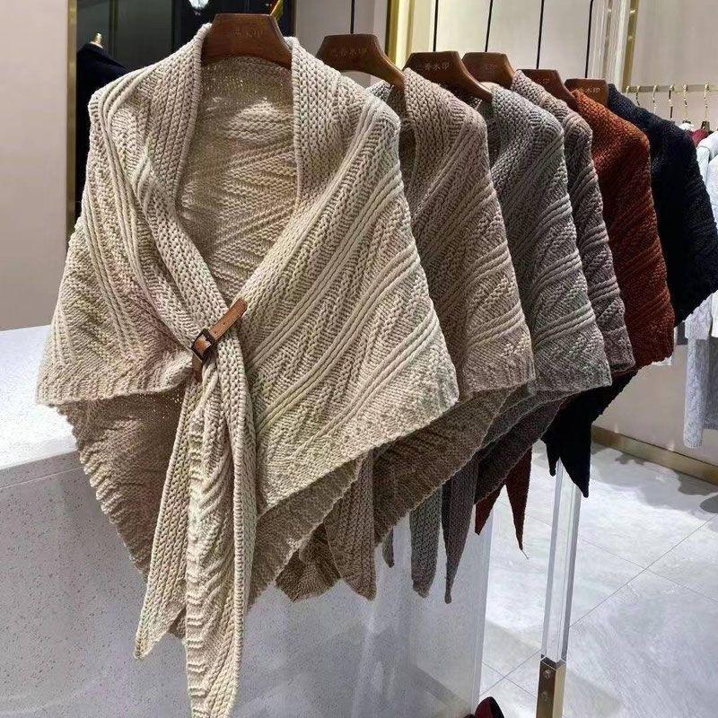 Schal Umhang Damen Herbst Umhang Internet-Berühmtheit Gestricktes Dreieckstuch mit Umhang Koreanischer Kleiner Schal Top Herbst und Winter