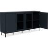 Buffet bas - CARACAS - Décor bleu navy - 2 portes vitrées + 2 portes - L180 x H90 x P40 cm