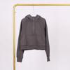 LULU Women's Hooded Half-Zip Terry Cloth Sweatshirt with Gold Logo & Zipper, Plus Velvet Yoga Wear
